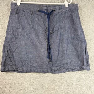 Chambray Drawstring Skort in Light Blue zip Closure Casual Golf Walking